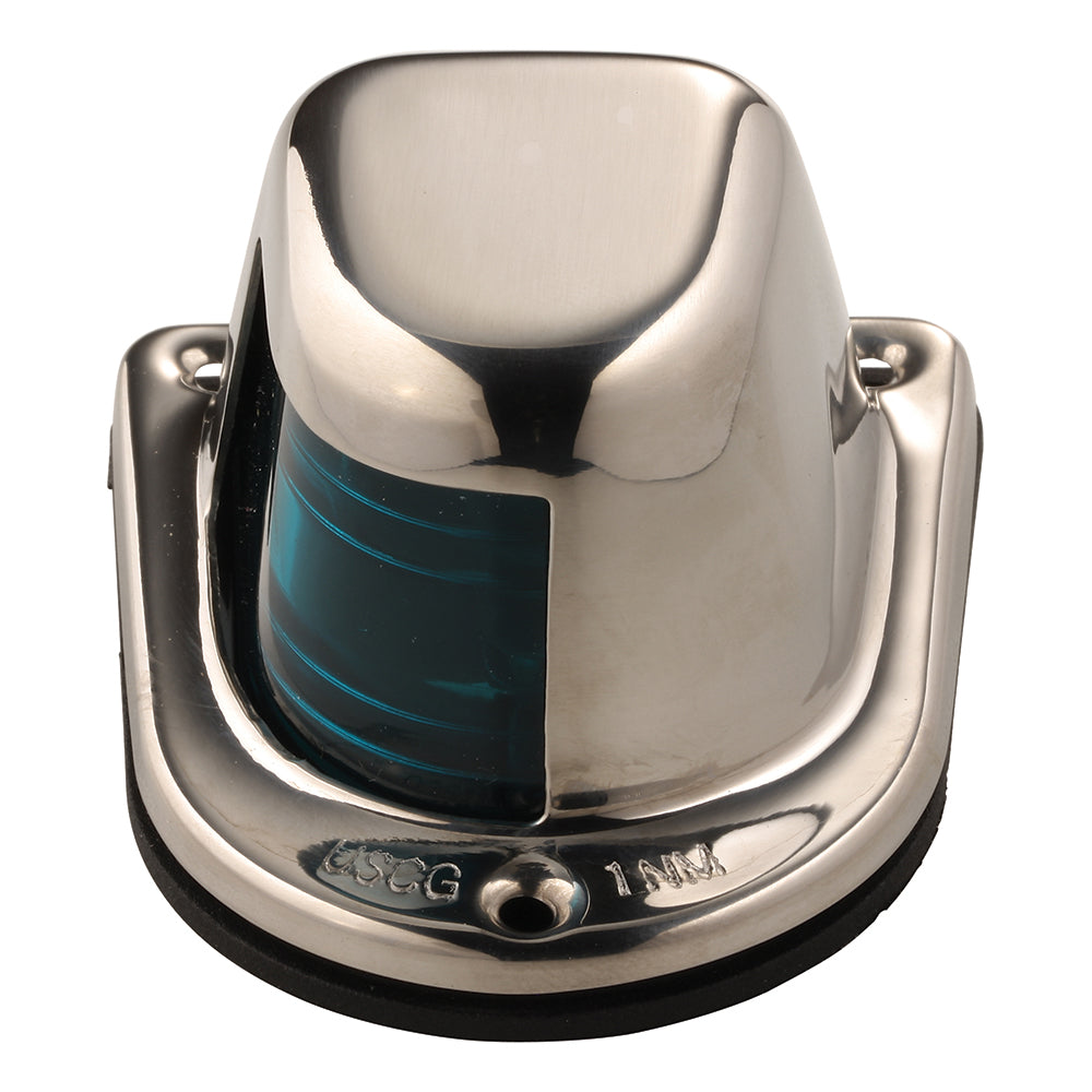 Attwood 1Mile Deck Mount Green Sidelight 12V Stainless Steel Housing 66319G7