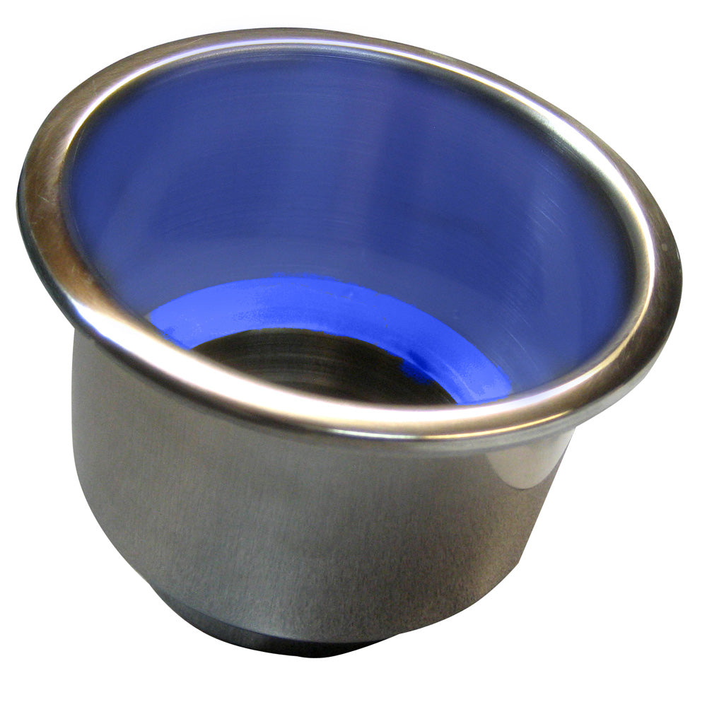 Whitecap Flush Mount Cup Holder wBlue LED Light Stainless Steel S3511BC