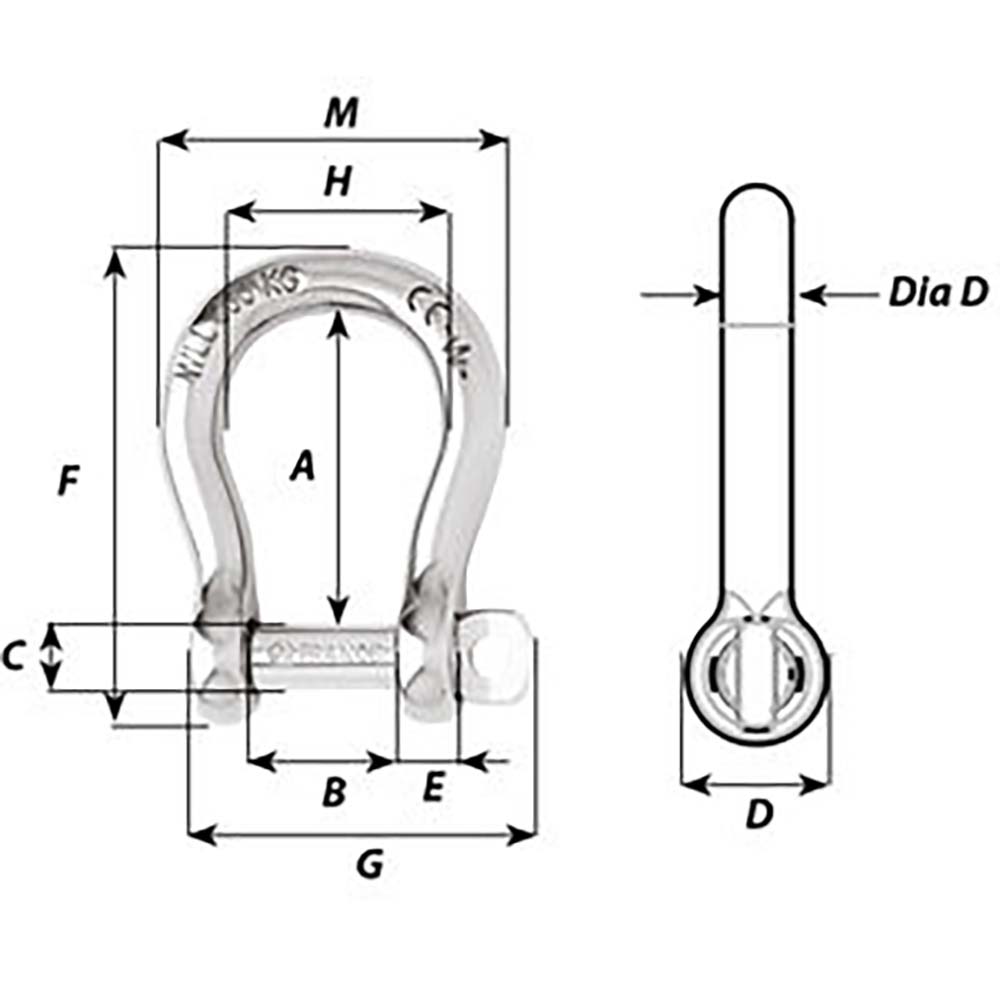 Wichard SelfLocking Bow Shackle Diameter 4mm 532 01241