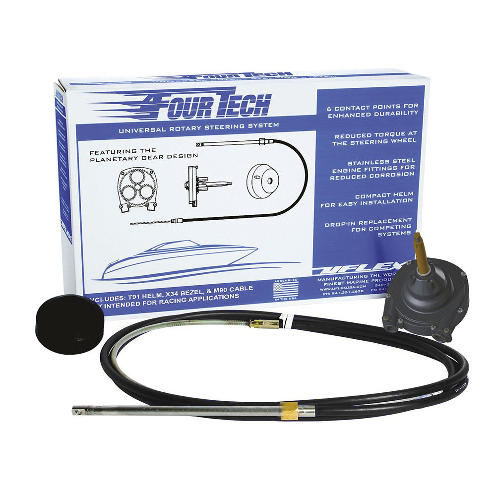 Uflex Fourtech 12 Black Mach Rotary Steering System wHelm Bezel Cable FOURTECHBLK12