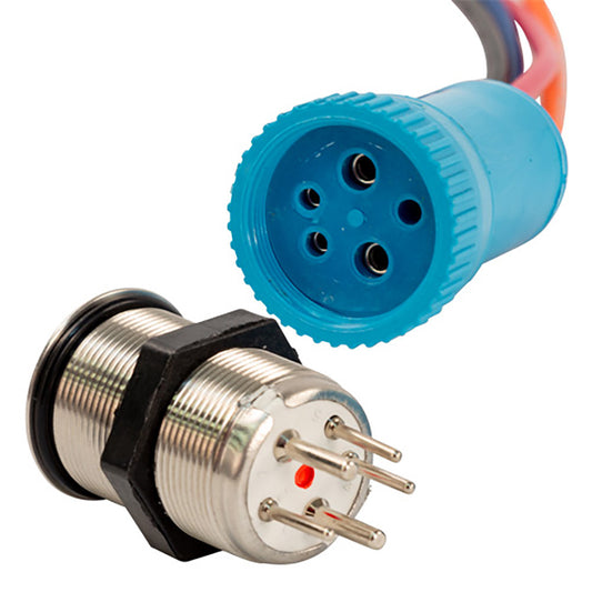 Bluewater 22mm Push Button Switch  OffOn Momentary Contact  BlueRed LED  4 Lead 905921134
