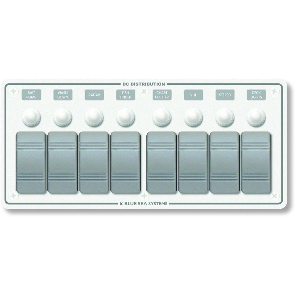 Blue Sea 8271 Water Resistant Panel  8 Position  White  Horizontal Mount 8271