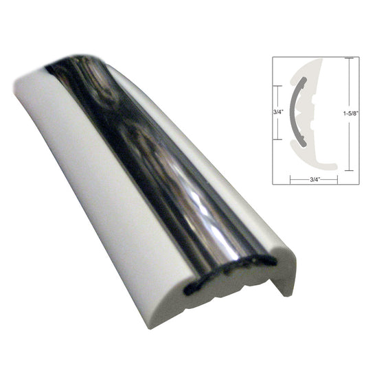 TACO SemiRigid Rub Rail Kit  White wFlex Chrome Insert  70 V119811WCM702