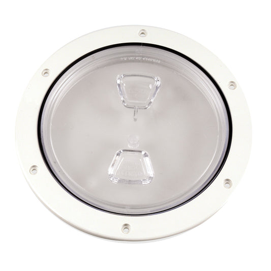 Beckson 6 Clear Center Screw Out Deck Plate  White DP60WC