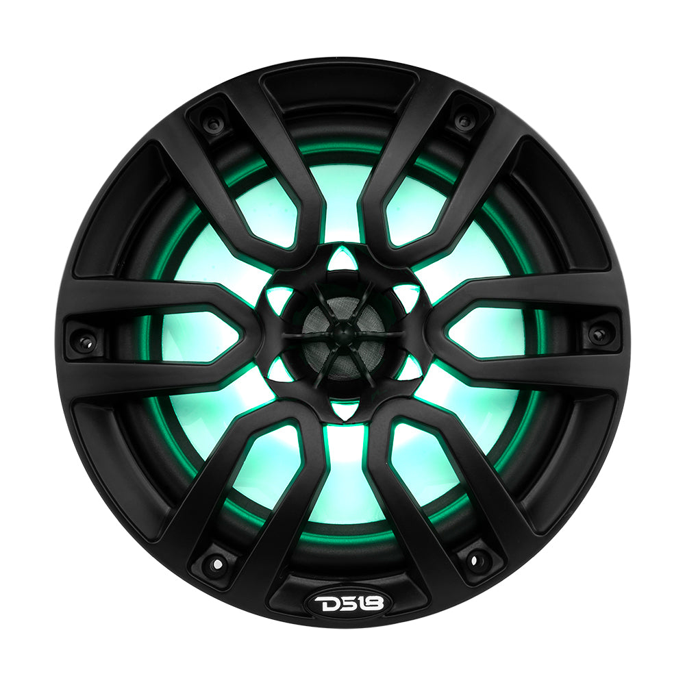 DS18 HYDRO 8 2Way Marine Speakers wRGB LED Lights 375W  Matte Black NXL8BK