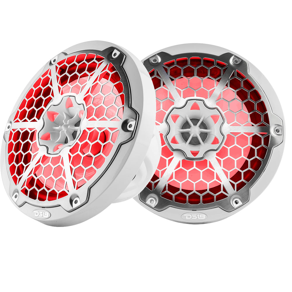 DS18 New Edition HYDRO 8 2Way Marine Speakers wRGB LED Lighting 375W  White NXL8MWH
