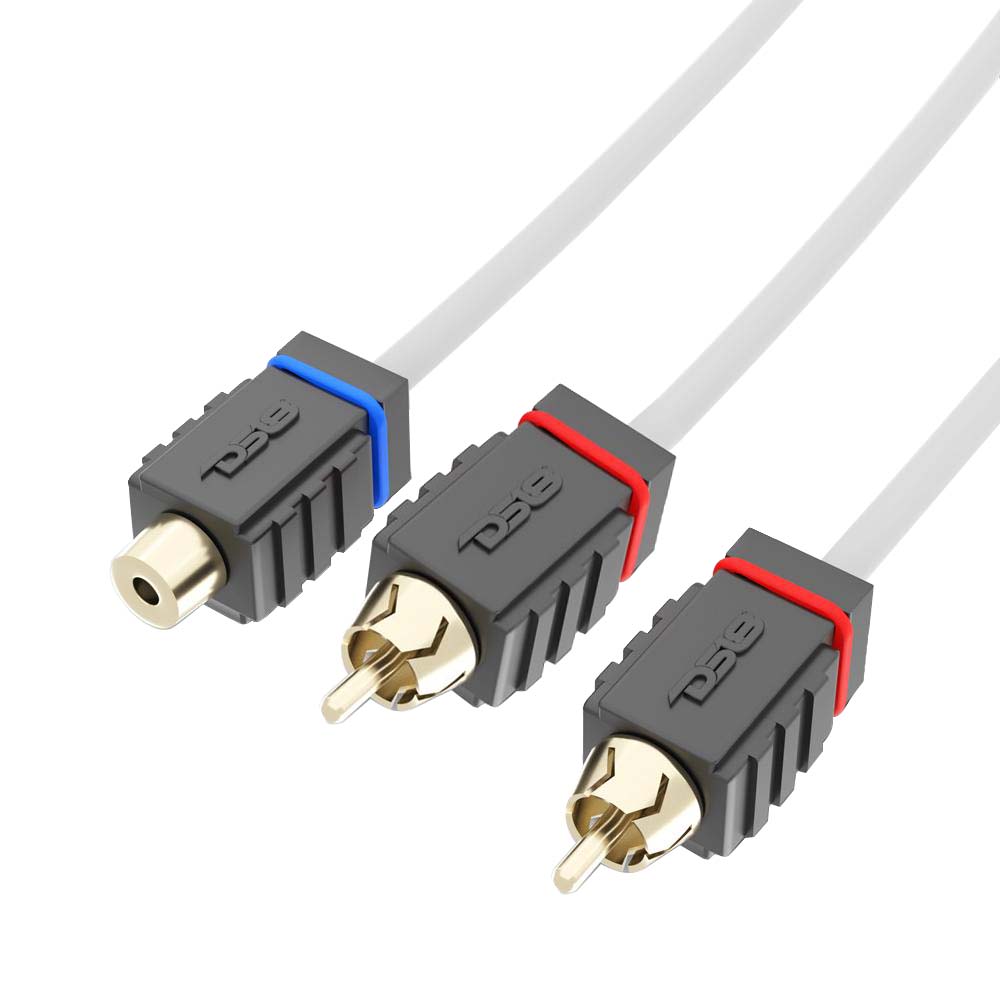 DS18 Marine Tinned OFC RCA Cable  1 Female to 2 Male MOFCR1F2M