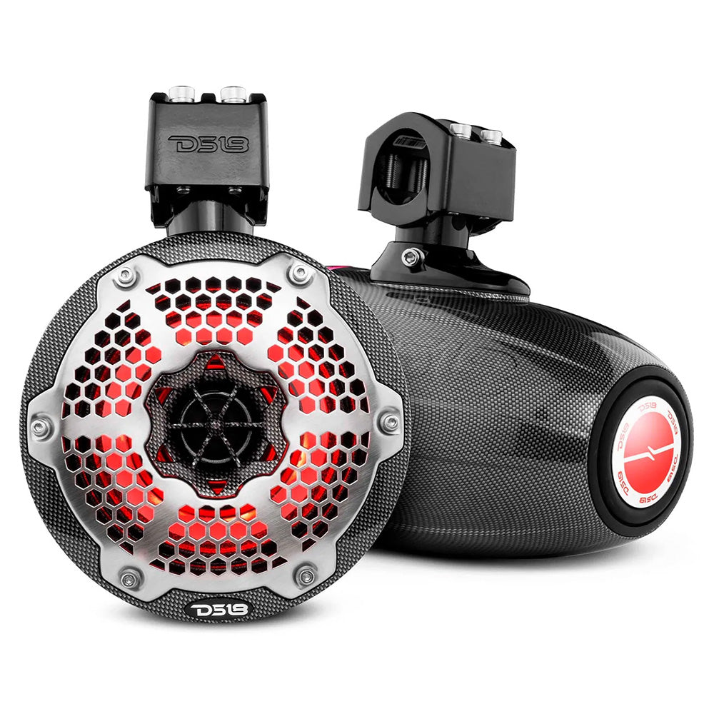 DS18 X Series HYDRO 65 2Way Wakeboard Pod Tower Speakers w15 Compression Driver  RGB Lights  450W  Black CFX6TPNEO