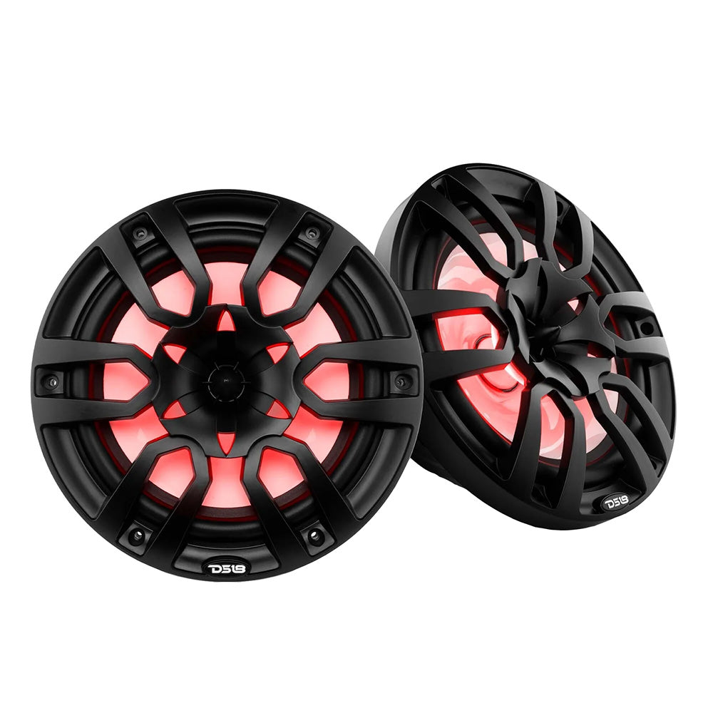DS18 HYDRO 10 2Way Marine Speakers wBullet Tweeters  Integrated RGB LED Lights  Black NXL10BK